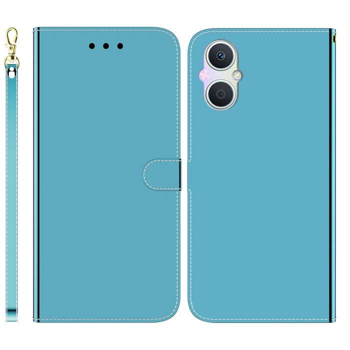 For OPPO A96 5G / Reno7 Z 5G Imitated Mirror Surface Leather Phone Case(Blue)