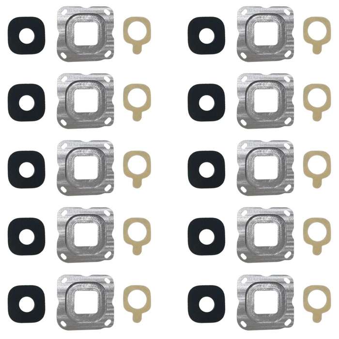 For Galaxy C7 10pcs Back Camera Bezel & Lens Cover with Sticker (Grey)