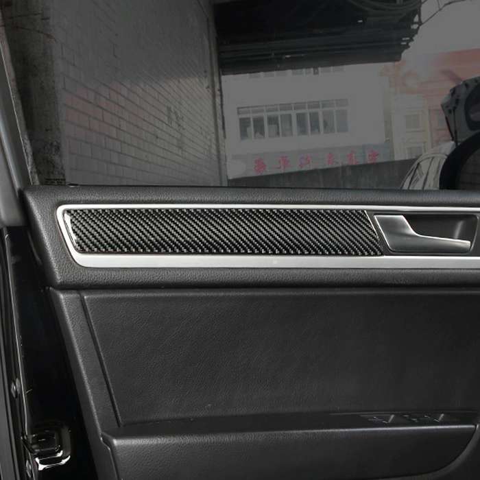 4 PCS Car Carbon Fiber Door Panel Decorative Sticker for Volkswagen Touareg 2011-2018