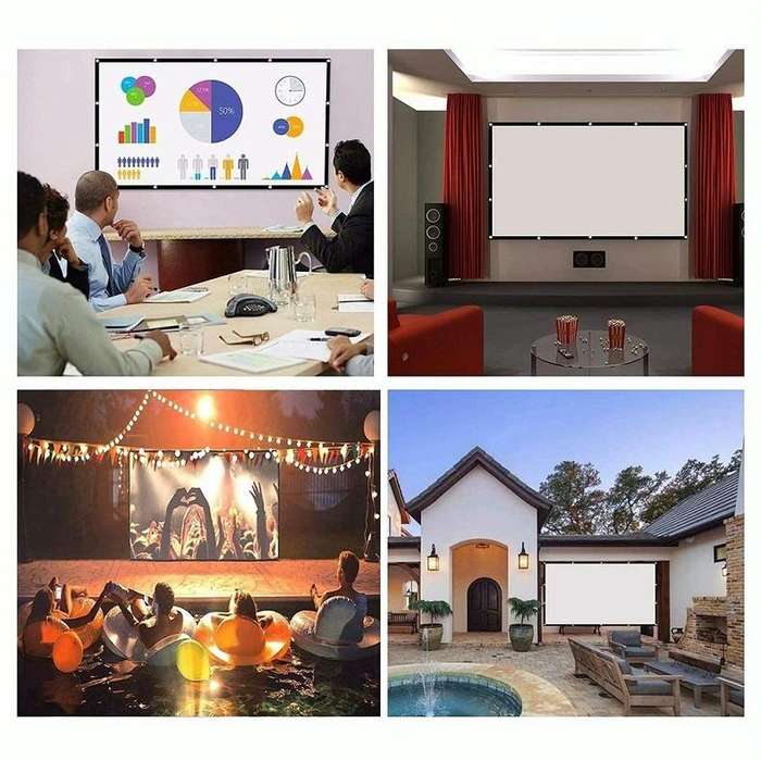 Simple Folding Thin Polyester Projector Film Curtain, Size:84 inch (4:3) Projection Area: 172x125cm