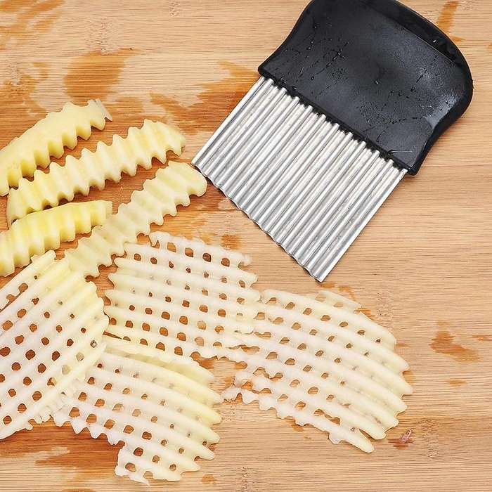 French Fries Cut Stainless Steel Saw Blade Serrated Cutter Fruit and Vegetable Tools Wave Knife K...