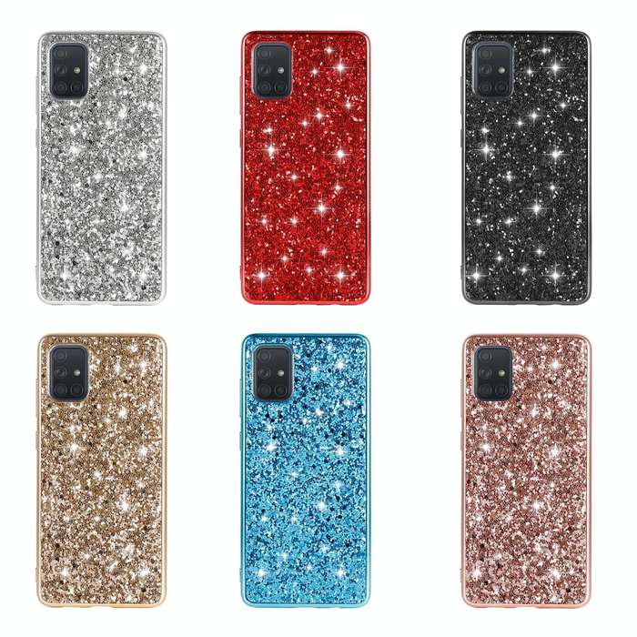 For Samsung Galaxy A73 Glitter Powder Shockproof TPU Phone Case(Blue)