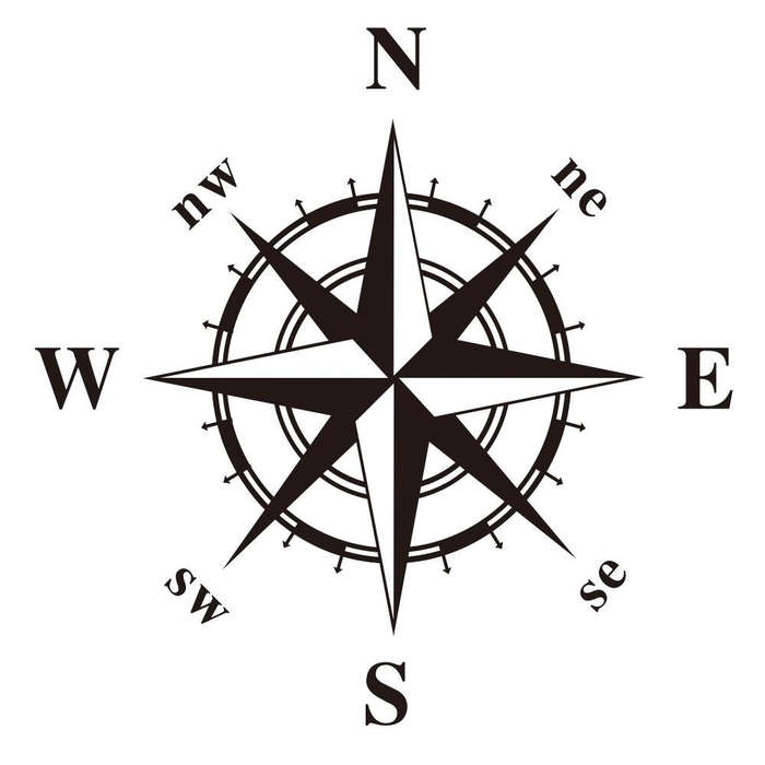 D-366 Compass Pattern Car Modified Decorative Sticker(Black)