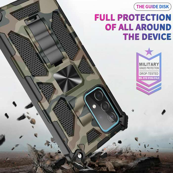 For Samsung Galaxy A71 5G Camouflage Armor Shockproof TPU + PC Magnetic Protective Case with Hold...