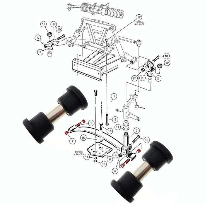 Golf Cart Front And Rear Steel Plate Rubber Sleeve Iron Sleeve Kit Leaf Spring Bushings, Specific...