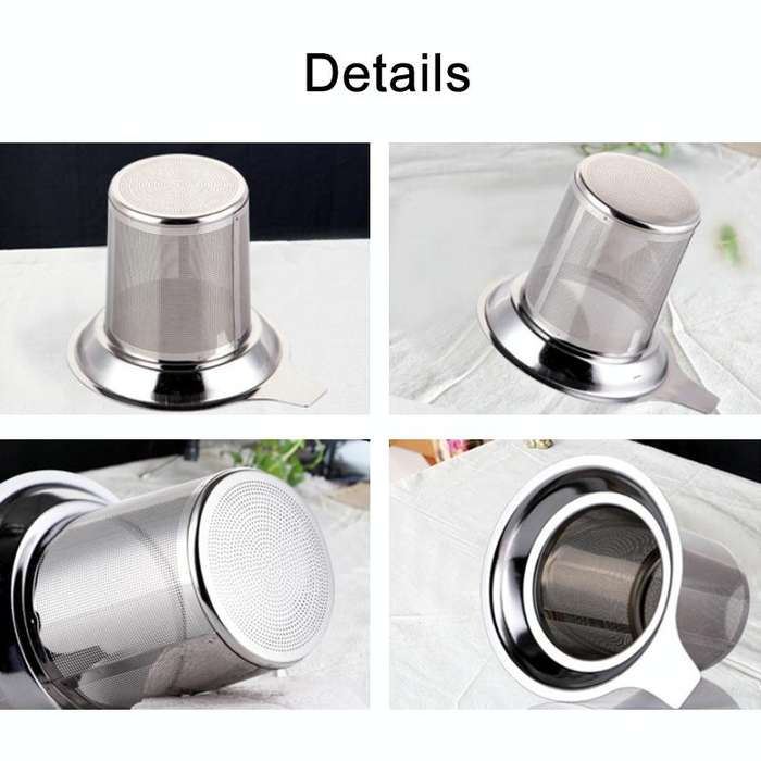 304 Stainless Steel Teapot Flat Bottom High Density Strainer With Handle(Silver)