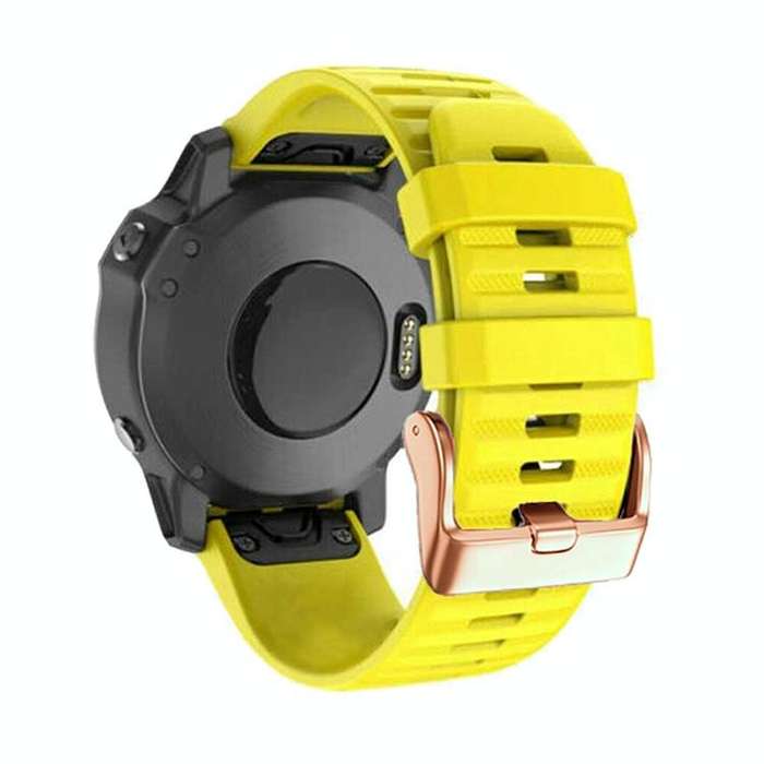 For Garmin Fenix 7S / 6S Pro / 5S Plus 20mm Rose Gold Buckle Quick Release Silicone Watch Band(Ye...