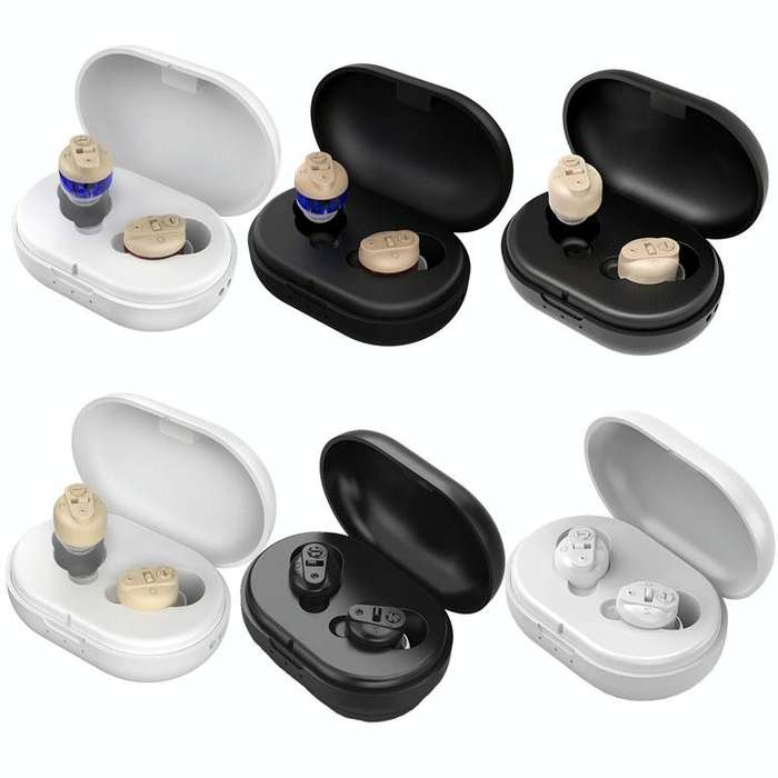 Old People Voice Amplifier Sound Collector Hearing Aid(Red Blue Double Machine + Black Charging Bin)