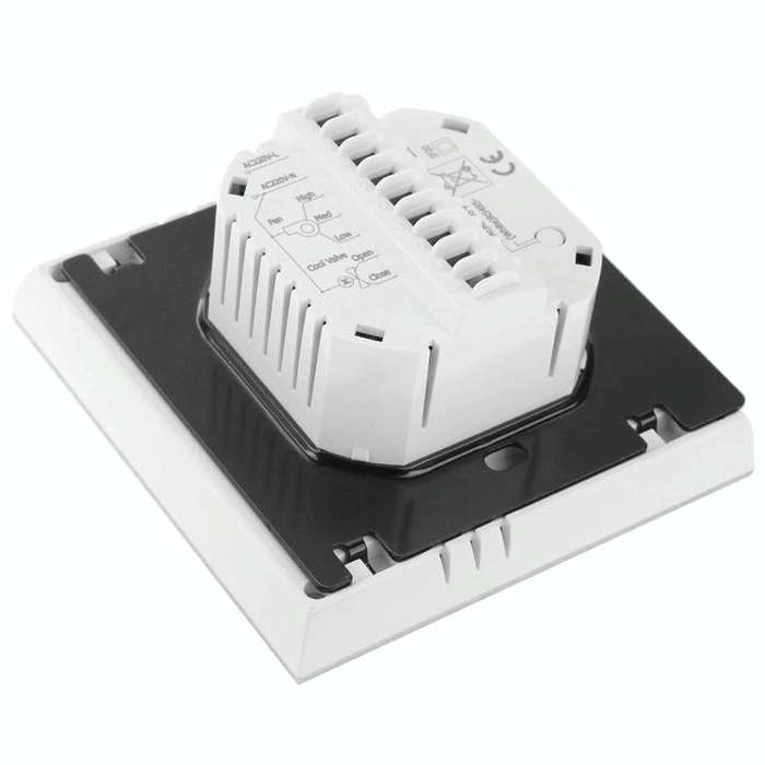 LCD Display Air Conditioning 2-Pipe Programmable Room Thermostat for Fan Coil Unit(White)