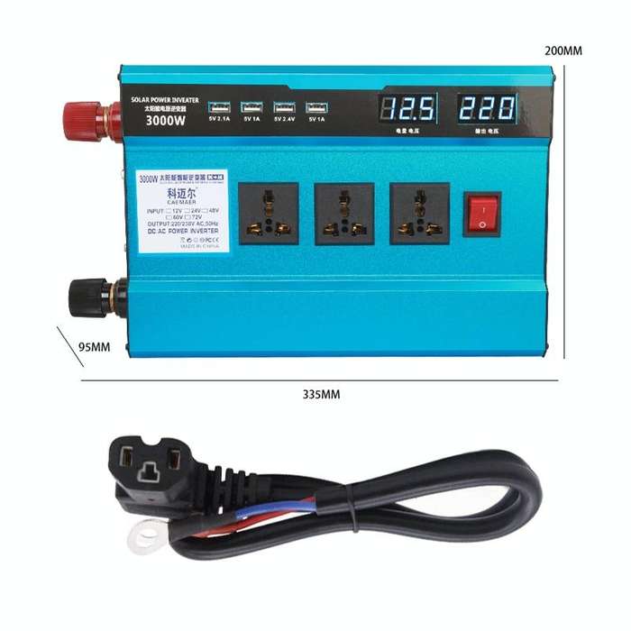 Carmaer 48V to 220V 3000W Intelligent Fan Car Double Digital Display Inverter Household Power Con...