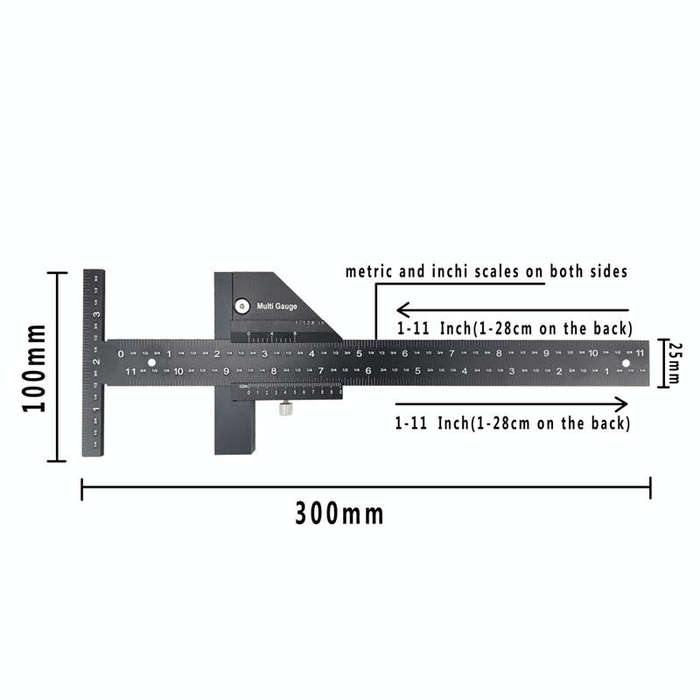 T072 Woodworking Multifunctional Aluminum Alloy Marking Ruler(T Type Ruler)