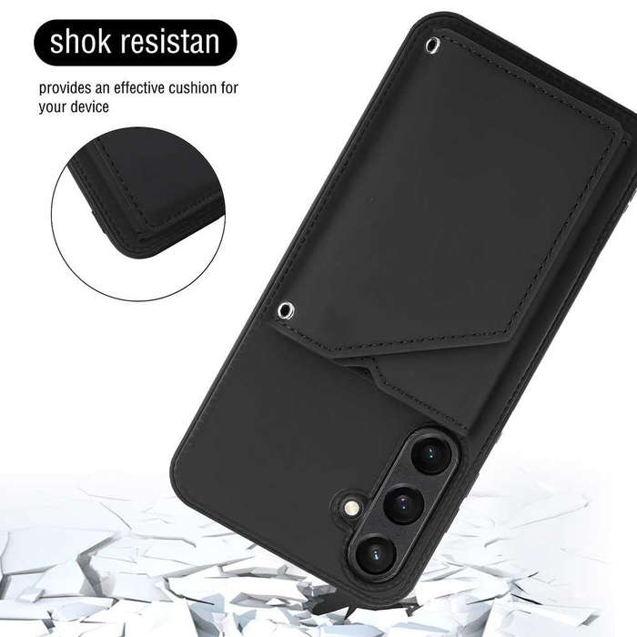 For Samsung Galaxy S23 FE 5G Skin Feel PU + TPU + PC Card Slots Phone Case(Black)