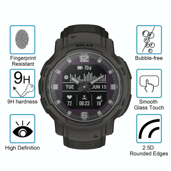 For Garmin Instinct Crossover Smart Watch Tempered Glass Film Screen Protector