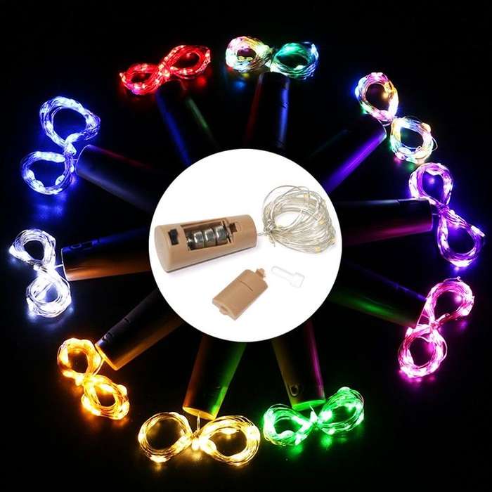 10 PCS LED Wine Bottle Cork Copper Wire String Light IP44 Waterproof Holiday Decoration Lamp, Sty...