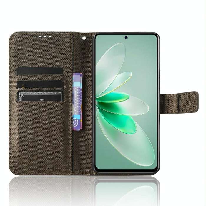 For vivo V27e / S16e Diamond Texture Leather Phone Case(Brown)