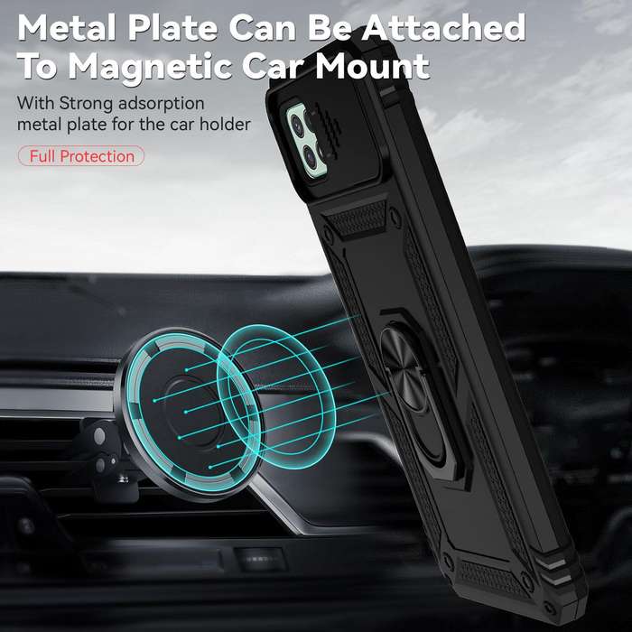 For Samsung Galaxy A22 5G Sliding Camshield Holder Phone Case(Black)