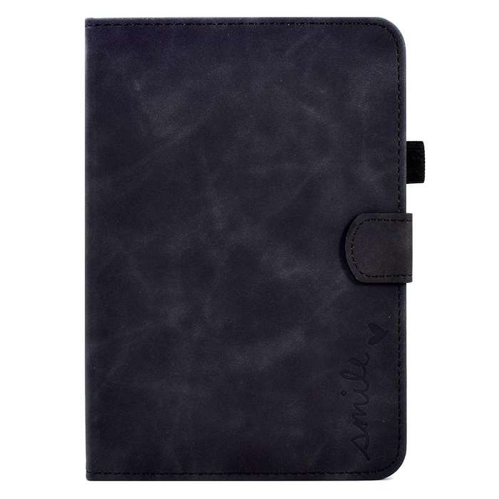 For iPad mini 6 Embossed Smile Flip Tablet Leather Smart Case(Black)