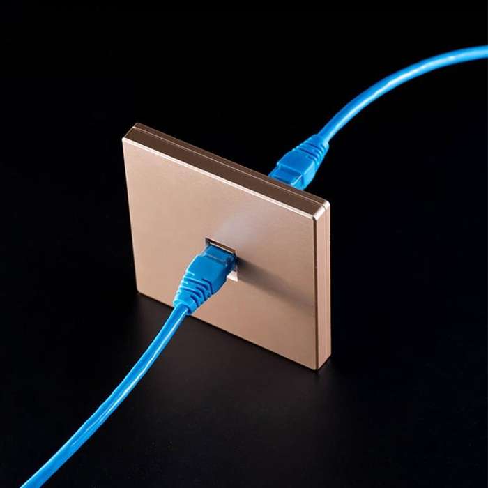 CAT.6 Shielded Pass-through Network Module, Dual Ports Panel + Shielded Pass-through + Telephone ...