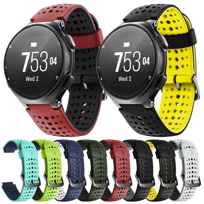 For Garmin Forerunner 220 Two-color Silicone Watch Band(Black Grey)