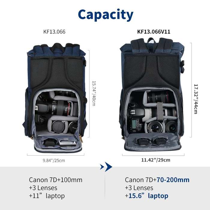 K&F CONCEPT KF13.066V10 Large Capacity Multifunctional Camera Backpack Double Shoulders Bag