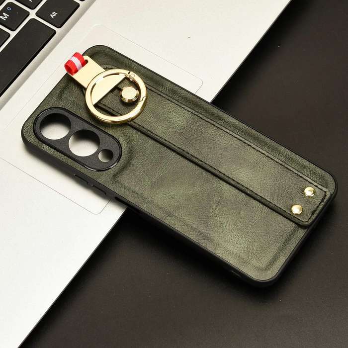 For vivo Y17s 4G Wristband Leather Back Phone Case(Green)
