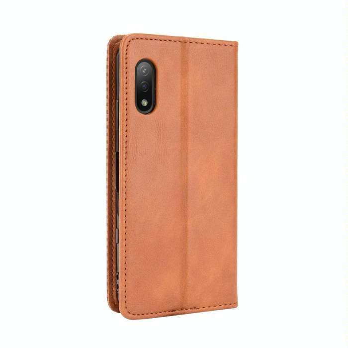 For Sony Xperia Ace II Magnetic Buckle Retro Crazy Horse Texture Horizontal Flip Leather Case wit...