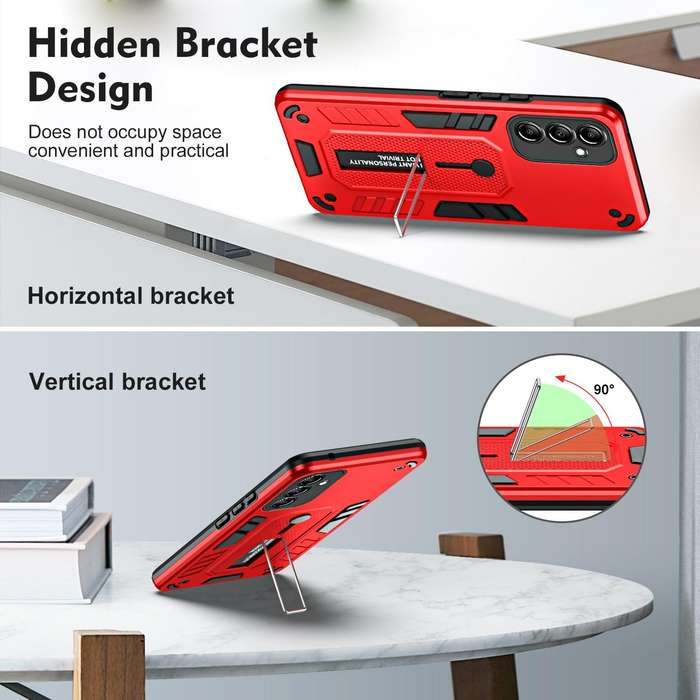 For Samsung Galaxy A34 5G Variety Brave Armor Finger Loop Holder Phone Case(Red)