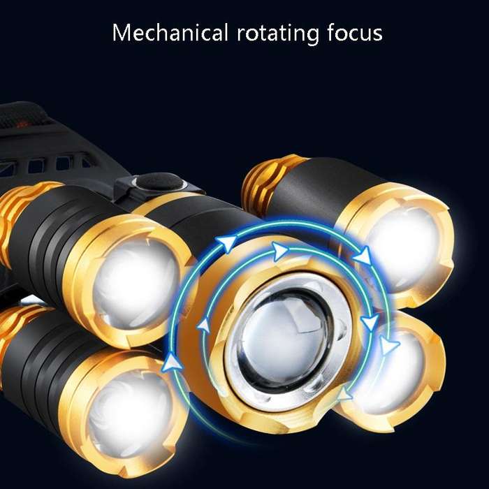 Rechargeable Waterproof Outdoor Headlight Zoom Sensor Light, Colour: Golden Induction (2 Batterie...