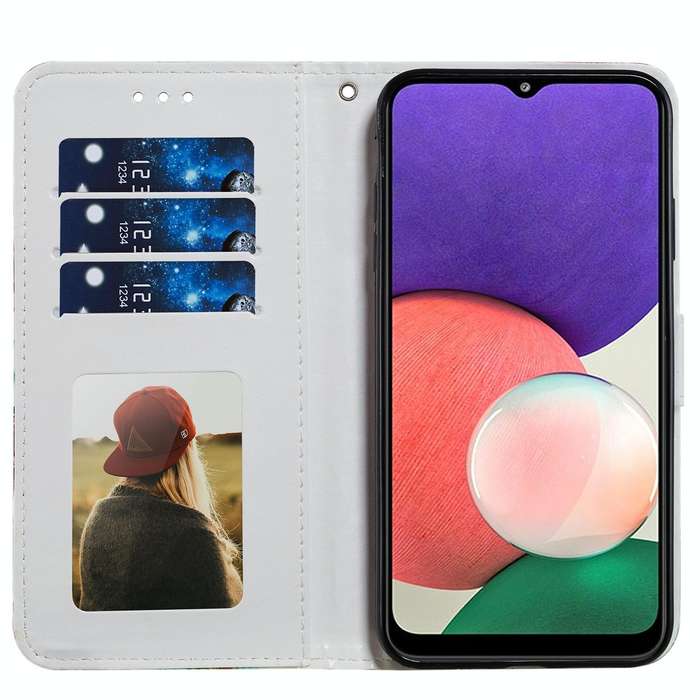 For Samsung Galaxy A22 5G Painted Pattern Horizontal Flip Leather Case with Holder & Card Slots &...