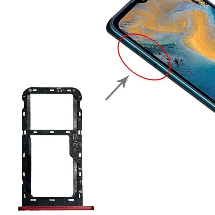 SIM Card Tray + Micro SD Card Tray for ZTE Blade A51 (Red)