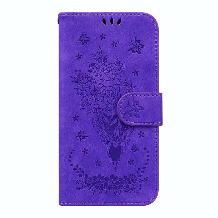For Samsung Galaxy A52 5G / 4G Butterfly Rose Embossed Leather Phone Case(Purple)