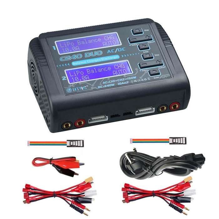 HTRC C240 Balanced Lithium Battery Charger Remote Control Airplane Toy Charger, Specification:EU ...