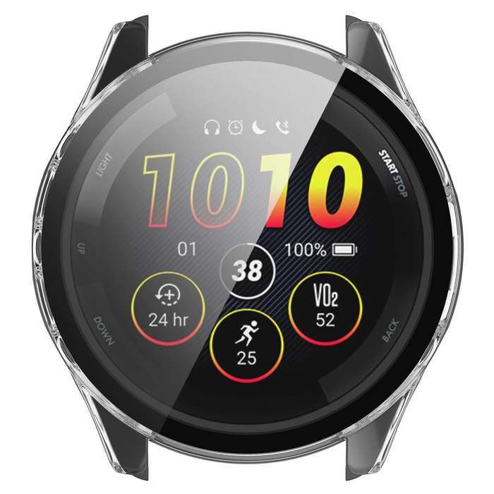 For Garmin Forerunner 265 PC + Tempered Glass Film Integrated Watch Protective Case(Transparent W...