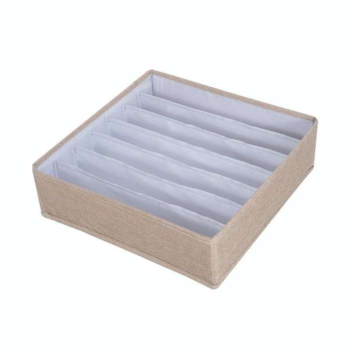 Foldable Drawer Clothes Storage Box, Spec: 7 Grids (Linen)