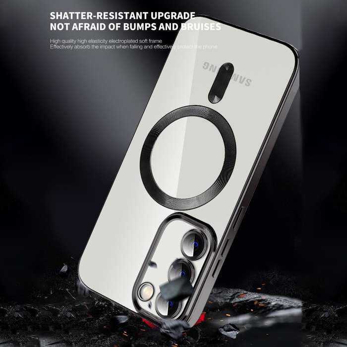 For Samsung Galaxy Note20 Ultra CD Texture Plating TPU MagSafe Phone Case with Lens Film(Brown)