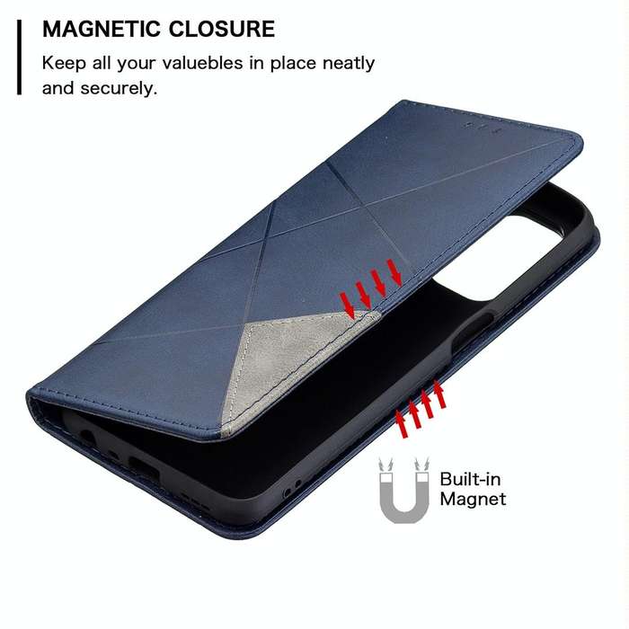 For OPPO A74 5G / A93 5G / A54 5G Rhombus Texture Horizontal Flip Magnetic Leather Case with Hold...