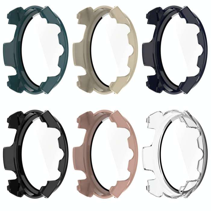 For Garmin Forerunner 965 PC + Toughened Film Integrated Watch Protective Case(Black)