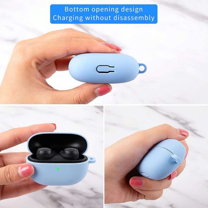For Xiaomi Redmi Buds 3 Lite Silicone Earphone Protective Case with Hook(Sky Blue)
