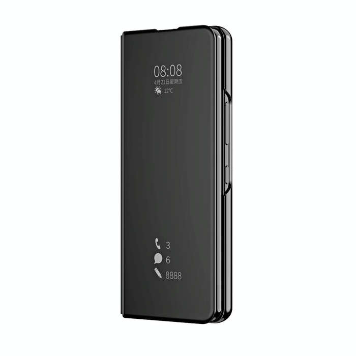 For Samsung Galaxy Z Fold3 Accurate Hole Horizontal Flip Mirror Shockproof Phone Case(Black)