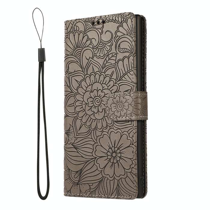 For Samsung Galaxy Note10+ Skin Feel Embossed Sunflower Horizontal Flip Leather Case with Holder ...