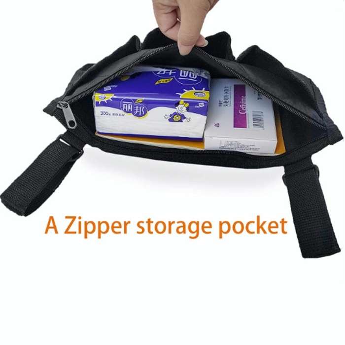 Walking Aid Wheelchair Armrest Side Storage Bag Car Storage Hanging Bag(Red Wine)