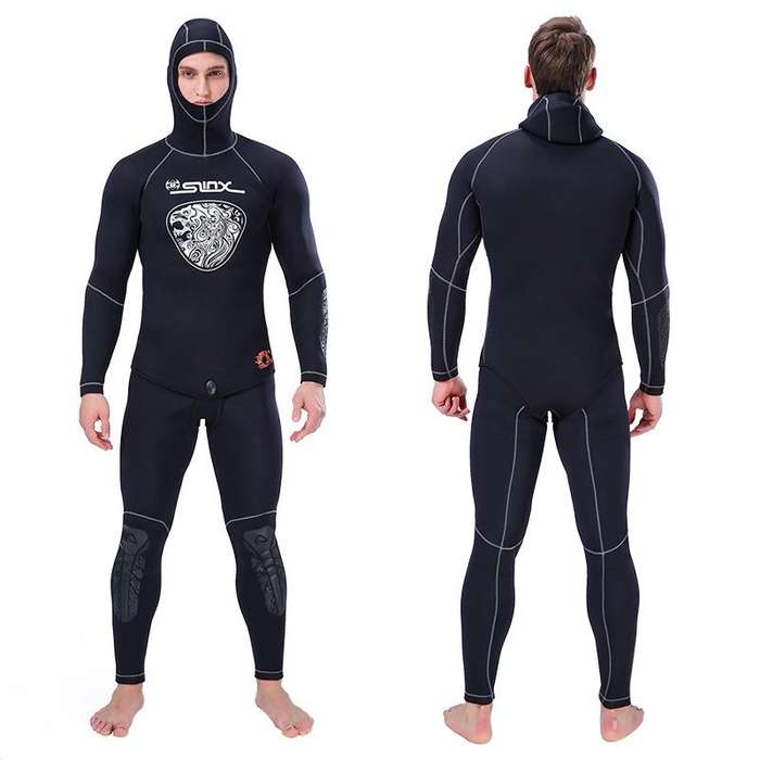 SLINX Thickened Long-sleeved Split Wetsuit With Headgear, Size: XXXL(Jacket)