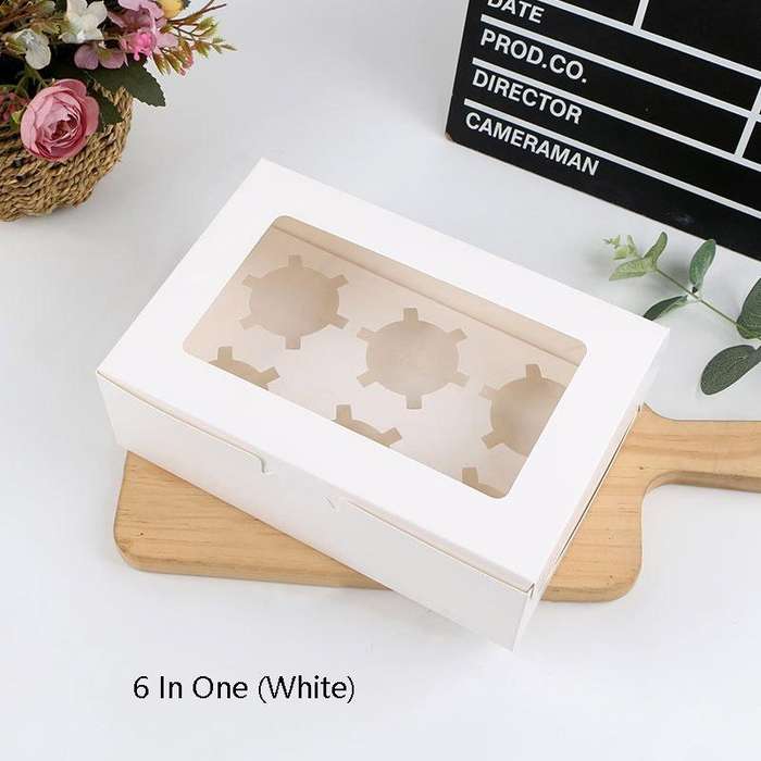 25 PCS Window Cupcake Packaging Box Muffin Cake Box With Inner Support, Specification: 6 In One (...