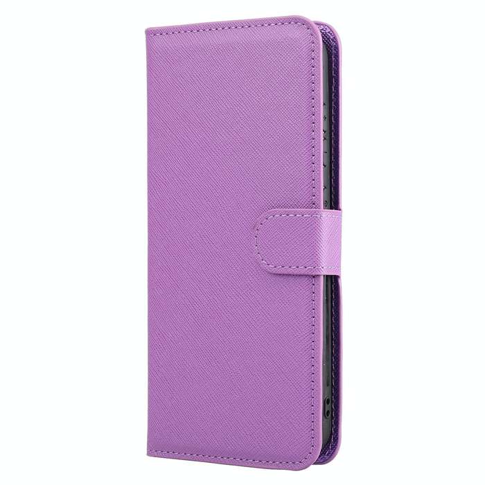 For Samsung Galaxy S21 FE 5G Cross Texture Detachable Leather Phone Case(Purple)