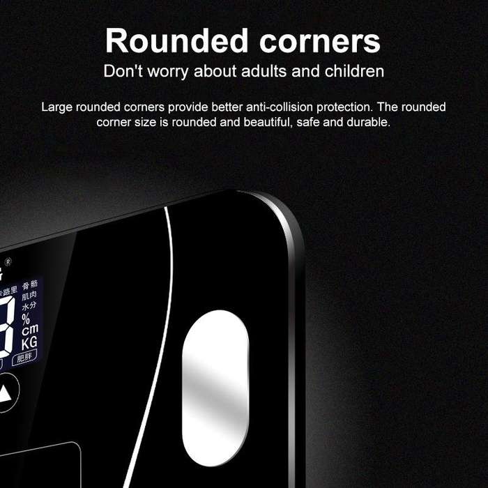 LCD Display Body Electronic Smart Weighing Scales Bathroom Scale Digital Human Weight Scales(Black)