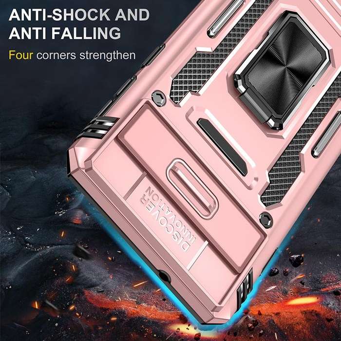 For Samsung Galaxy S10 Armor PC + TPU Camera Shield Phone Case(Rose Gold)