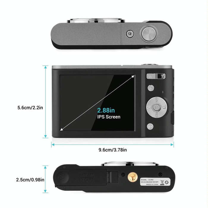 DC302 2.88 inch 44MP 16X Zoom 2.7K Full HD Digital Camera Children Card Camera, EU Plug (Black)