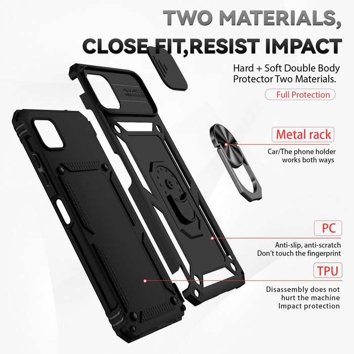 For Samsung Galaxy A22 5G Sliding Camshield Holder Phone Case(Black)