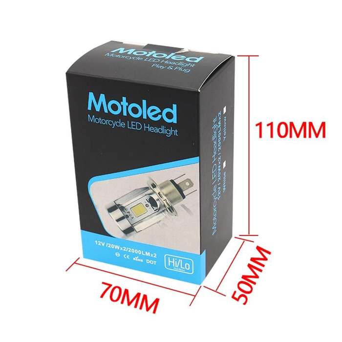 H4 DC12-80V / 20W / 6000K / 2000LM Motorcycle Headlight with Angel Eyes (Blue)