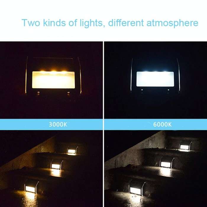 2PCS Solar Stainless Steel 3 LED Stair Wall Lamp Outdoor Garden Fence Light( White Light)